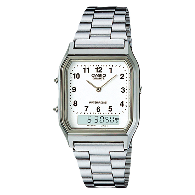 CASIO Jam Tangan Unisex Analog Digital Casio Standard AQ-230A-7BMQ AQ230 AQ-230A Stainless Steel Ban