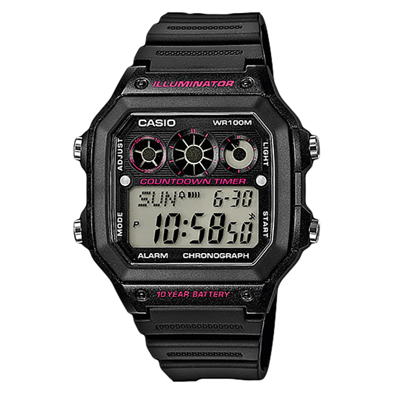 CASIO Jam Tangan Pria Digital Casio Standard AE-1300WH-1A2VDF AE1300 AE-1300WH Black Resin Band