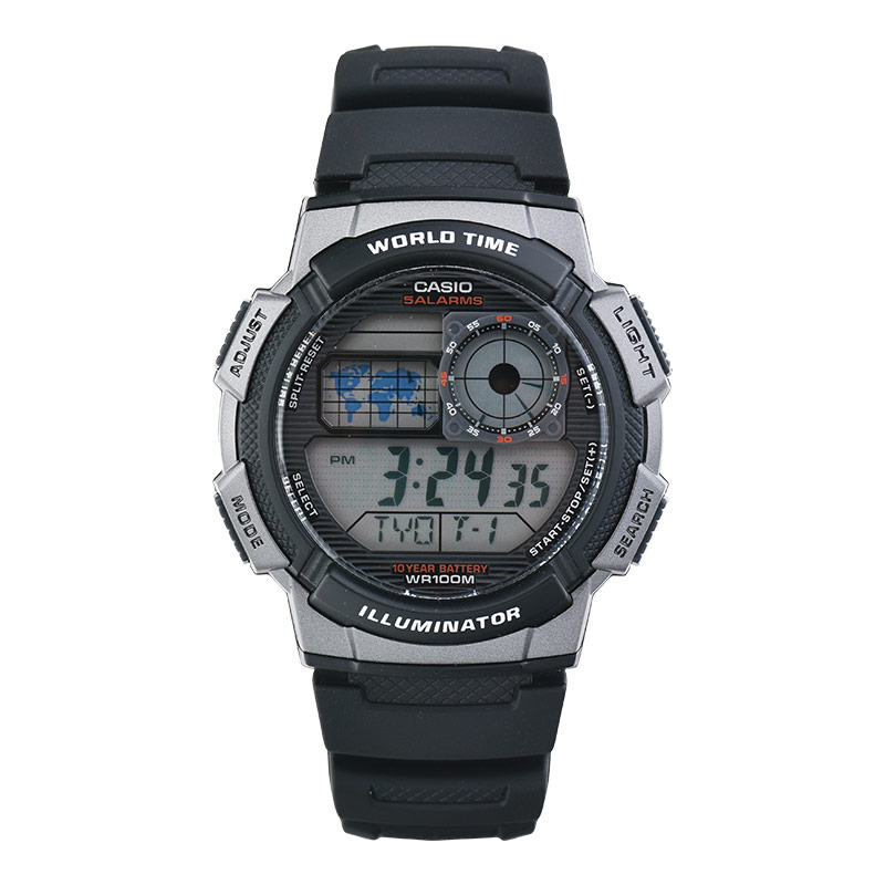 CASIO Jam Tangan Pria Digital Casio Standard AE-1000W-1BVDF AE1000 AE-1000W Black Resin Band