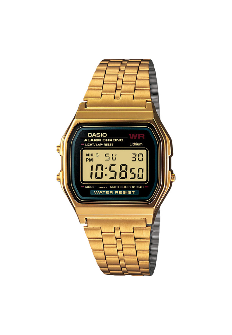 CASIO Jam Tangan Unisex Digital Casio Standard A159WGEA-1DF A159 Retro Stainless Steel Band