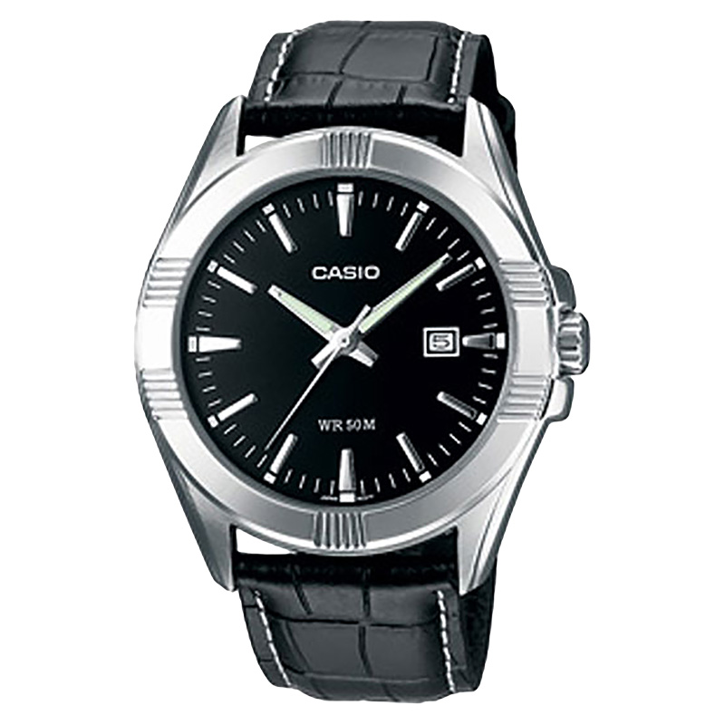 CASIO Jam Tangan Pria Analog Casio Standard MTP-1308L-1AVDF MTP1308 MTP-1308L Black Leather Strap