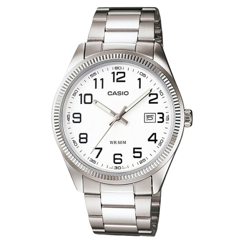 CASIO Jam Tangan Pria Casio General MTP-1302D-7BVDF MTP1302 MTP-1302D White Dial Stainless Steel Ban