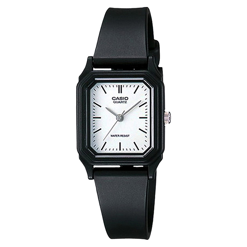 CASIO Jam Tangan Unisex Casio Standard LQ-142-7EDF LQ142 White Dial Black Rubber Band