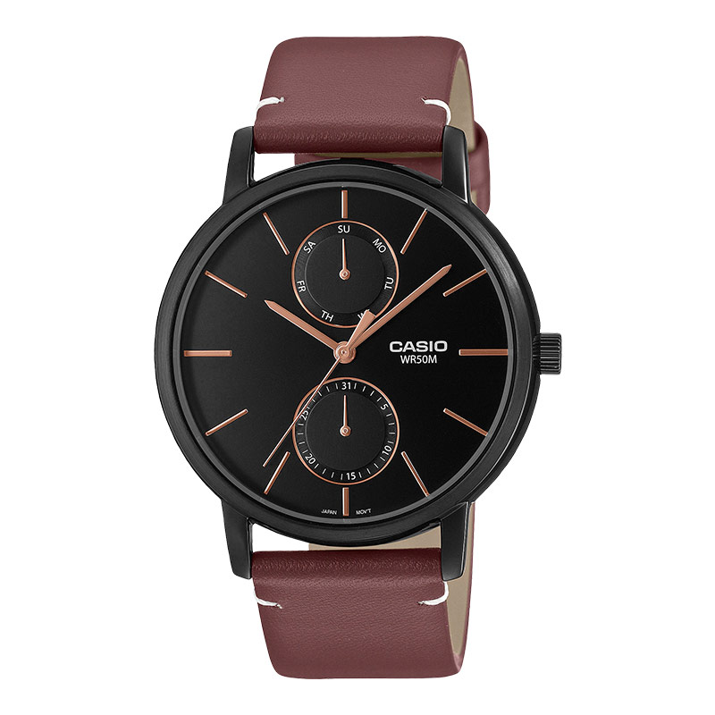 CASIO Jam Tangan Pria Casio General MTP-B310BL-5AVDF MTPB310 MTP-B310BL Black Dial Brown Leather Ban