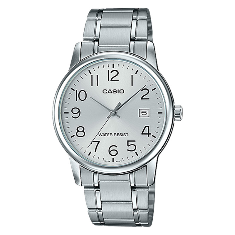 CASIO Jam Tangan Pria Analog Casio Standard MTP-V002D-7BUDF MTPV002 MTP-V002D Silver Dial