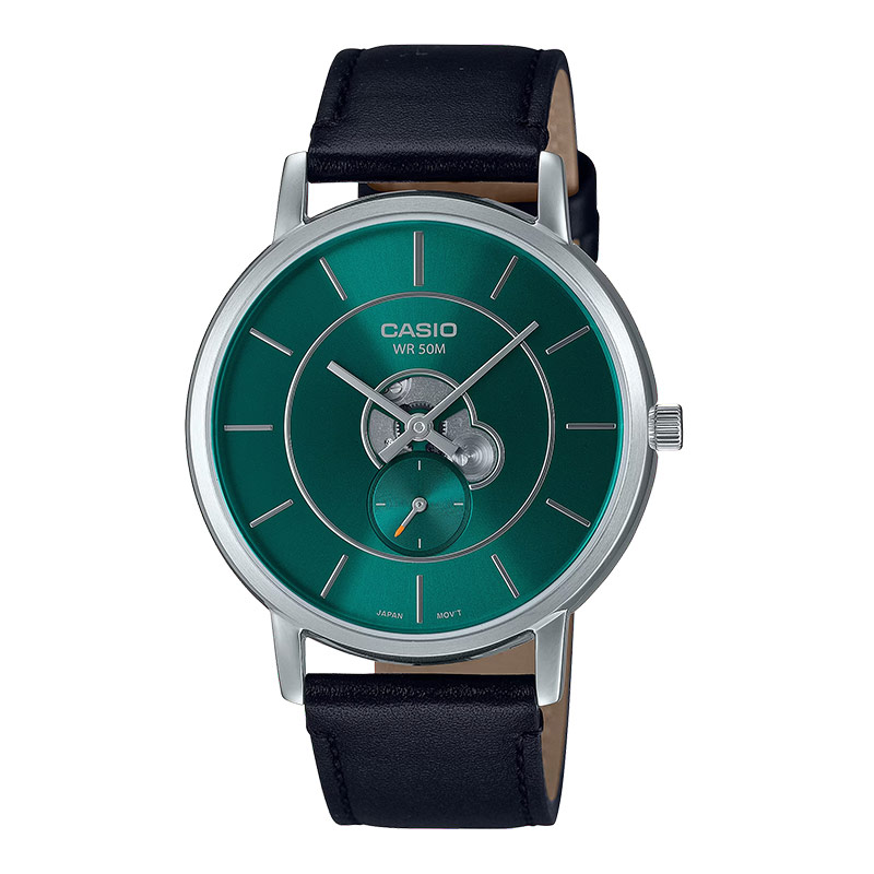 Casio MTP-B130L-3AVDF Green Dial Black Leather