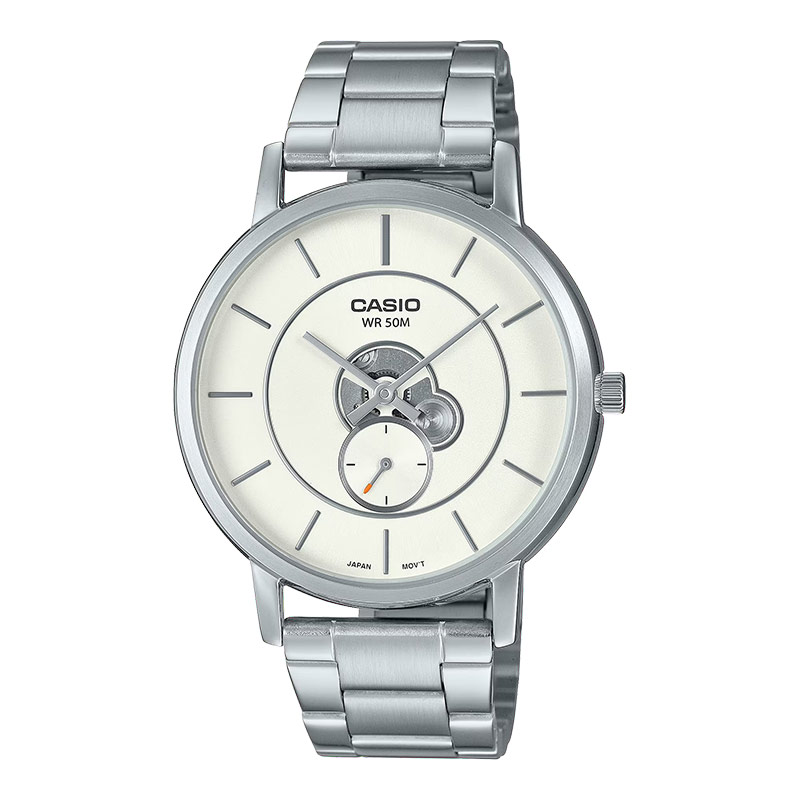 Casio Jam Tangan Pria Casio General MTP-B130D-7AVDF MTPB130 MTP-B130D White Dial Stainless Steel Ban