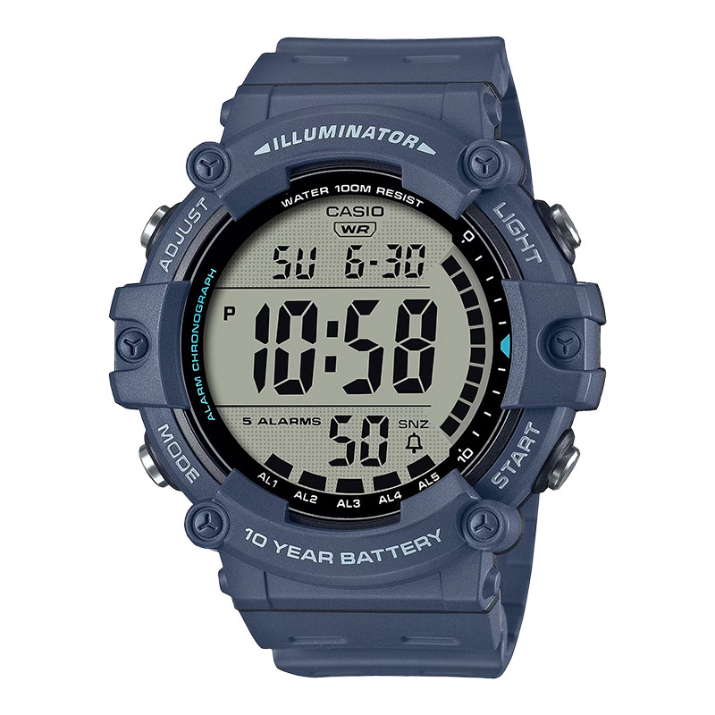 CASIO Jam Tangan Pria Casio General AE-1500WH-2AVDFΒ AE1500 AE-1500WH Digital Dial Blue Resin Band