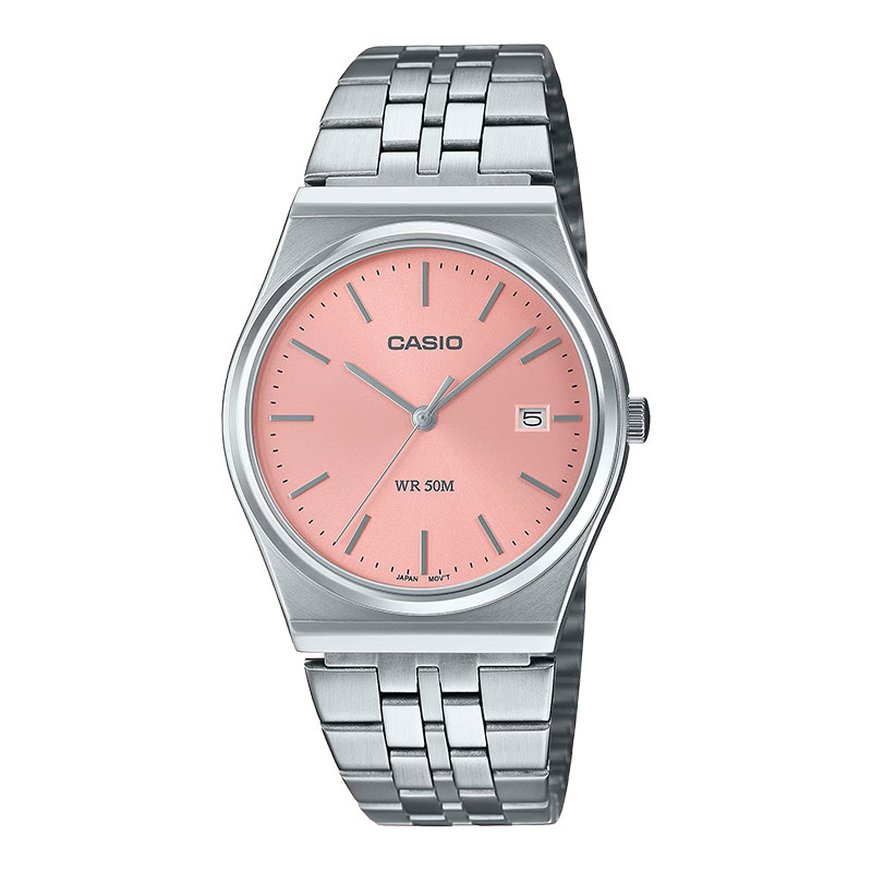 CASIO Jam Tangan Pria Analog Casio Standard MTP-B145D-4AVDF MTPB145 MTP-B145D Salmon Stainless Steel