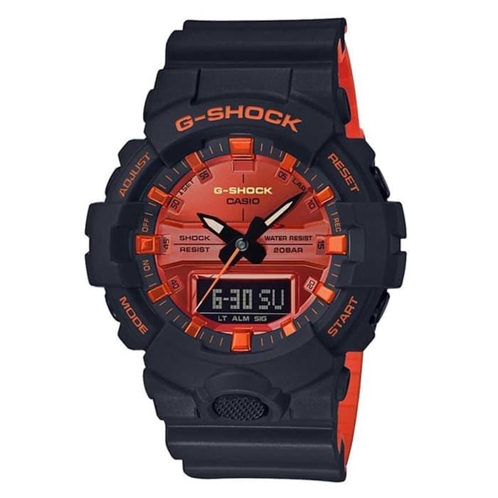 Casio G-Shock GA-800BR-1ADR Dasar Orange Karet Hitam Cowok