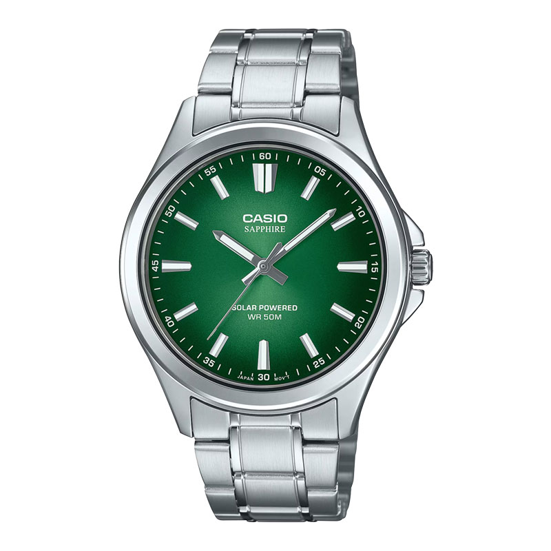 CASIO Jam Tangan Pria Casio General MTS-RS100D-3AVDF MTSRS100D MTS-RS100D Green Dial Stainless Steel