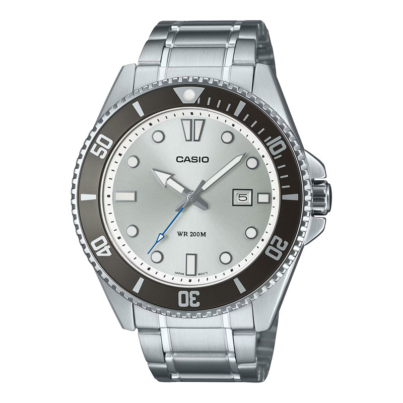 CASIO Jam Tangan Pria Casio General MDV-107D-7AVDF MDV107 MDV-107D Silver Dial Stainless Steel Band