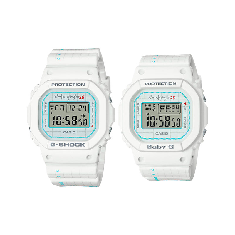 Casio Jam Tangan Couple Casio G-Shock LOV-21B-7DR Presents Lovers Collection Digital Dial White Resi