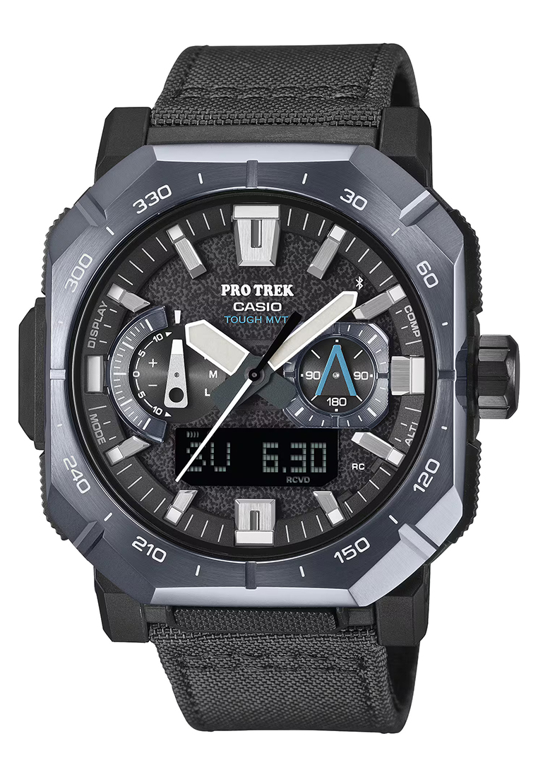Casio ProTrek Tough Solar Sapphire Glass - Jam Tangan Pria - Black Cloth Band - PRW-B1000B-2D