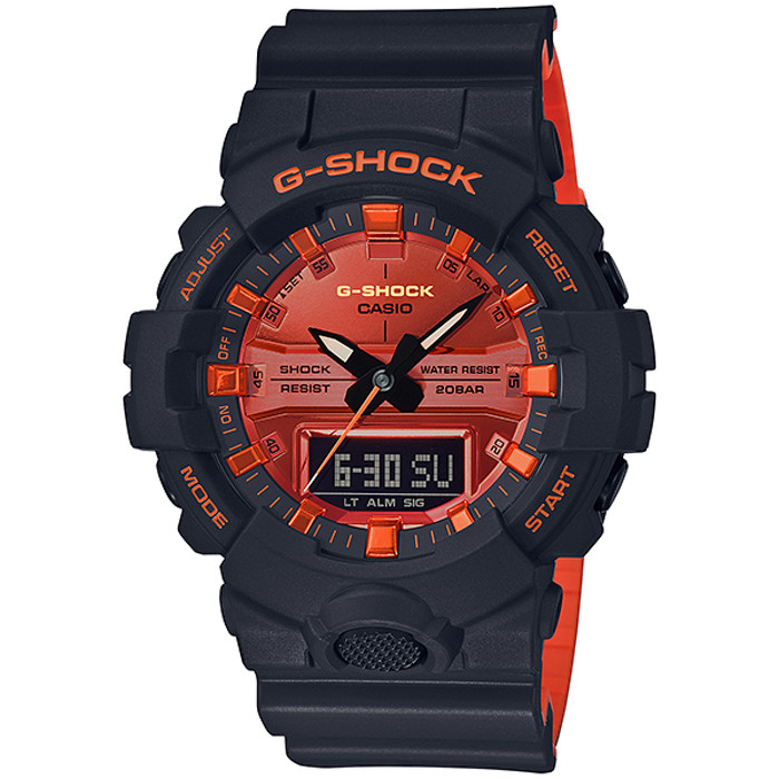 Casio G-Shock GA-800BR-1ADR Dasar Orange Karet Hitam Cowok