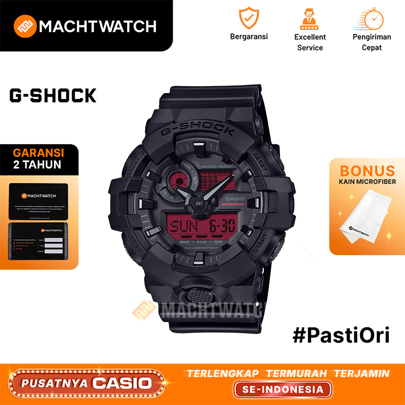 CASIO Jam Tangan Pria Casio G-Shock GA-700BBR-1ADR Black and Bold Red Series Digital Analog Dial Bla