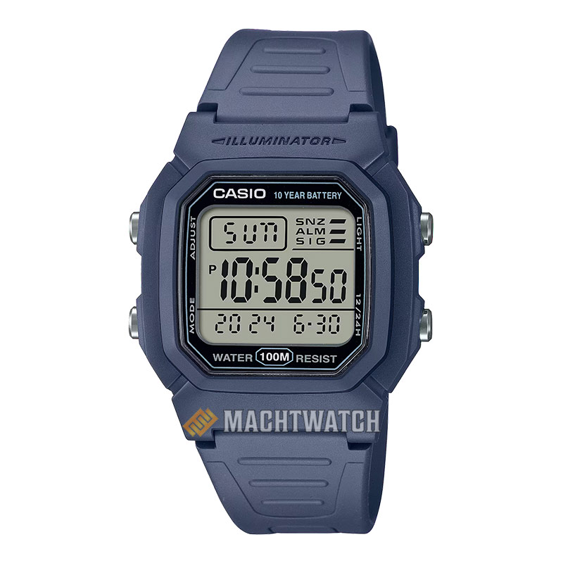 CASIO Jam Tangan Unisex Casio General W-800H-2AVDF W800 W-800H Digital Dial Blue Resin Strap