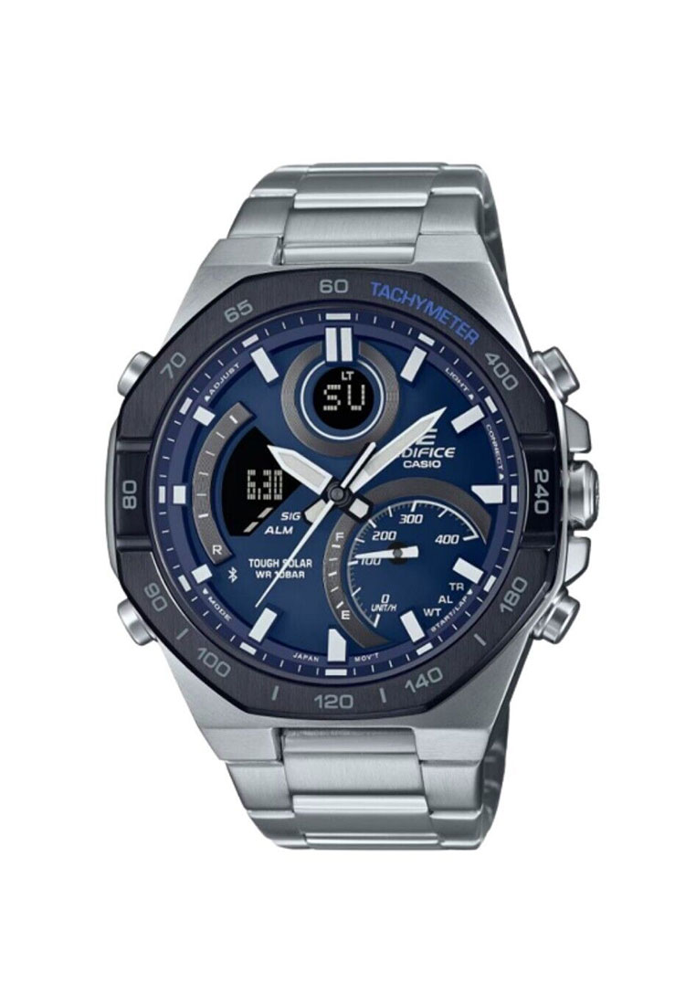 Casio EDIFICE Jam Tangan Pria - Silver Blue - Stainless Steel - ECB-950DB-2ADF
