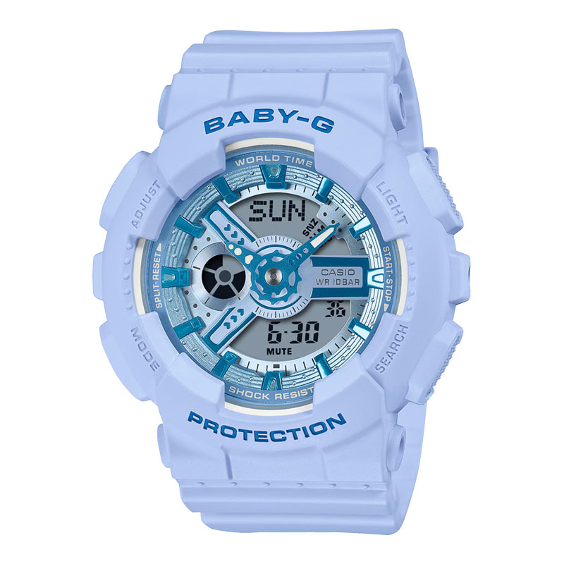 CASIO Jam Tangan Wanita Casio Baby-G BA-110YK-2ADR Y2K Inspired Digital Analog Dial Blue Resin Band