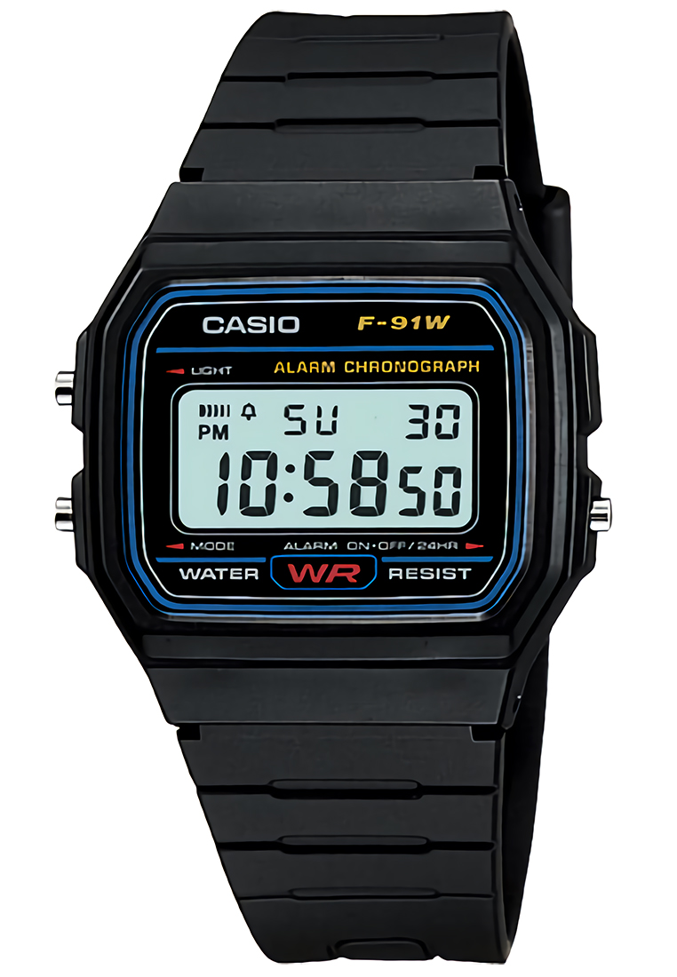 Casio - Jam Tangan Wanita - Black - Resin Strap - F-91W-1D