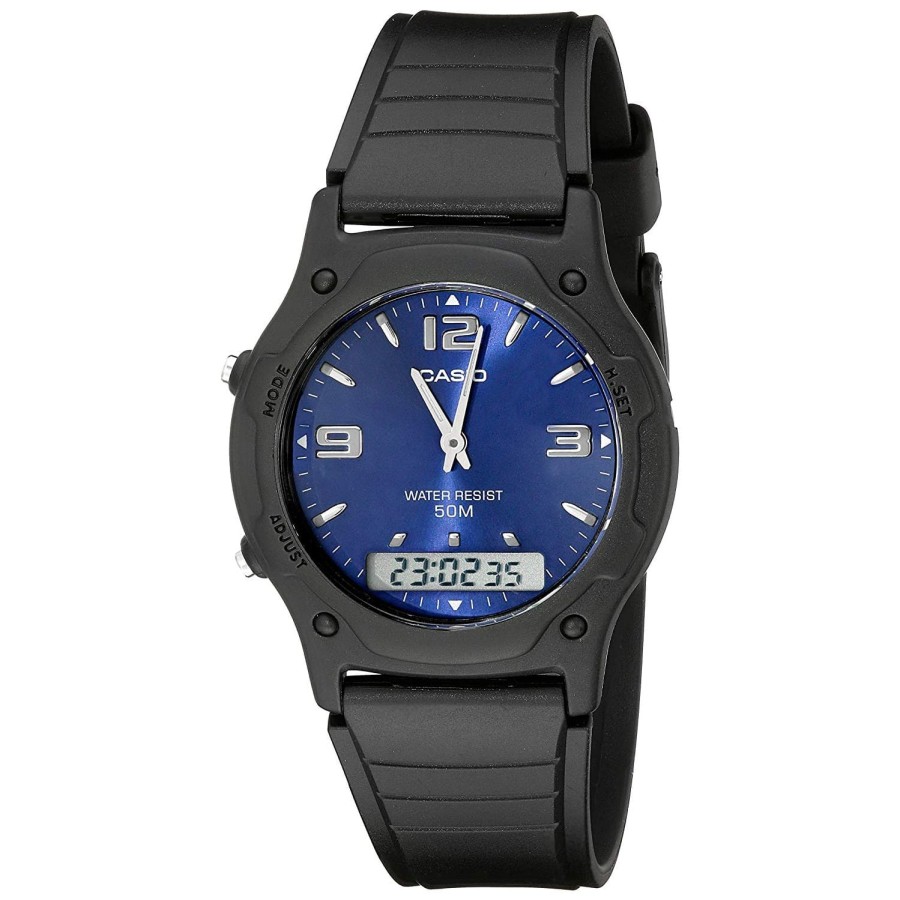 Casio AW-49HE-2AVDF Karet Hitam Dasar Hitam Cowok