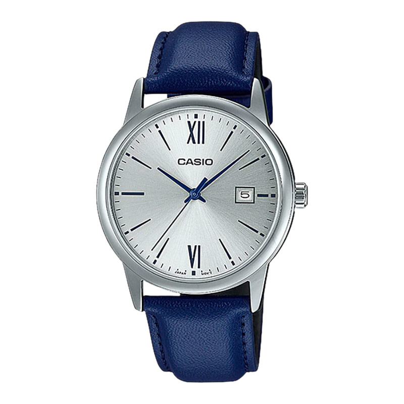 CASIO Jam Tangan Pria Analog Casio Standard MTP-V002L-2B3UDF MTPV002 MTP-V002L Blue Leather Band
