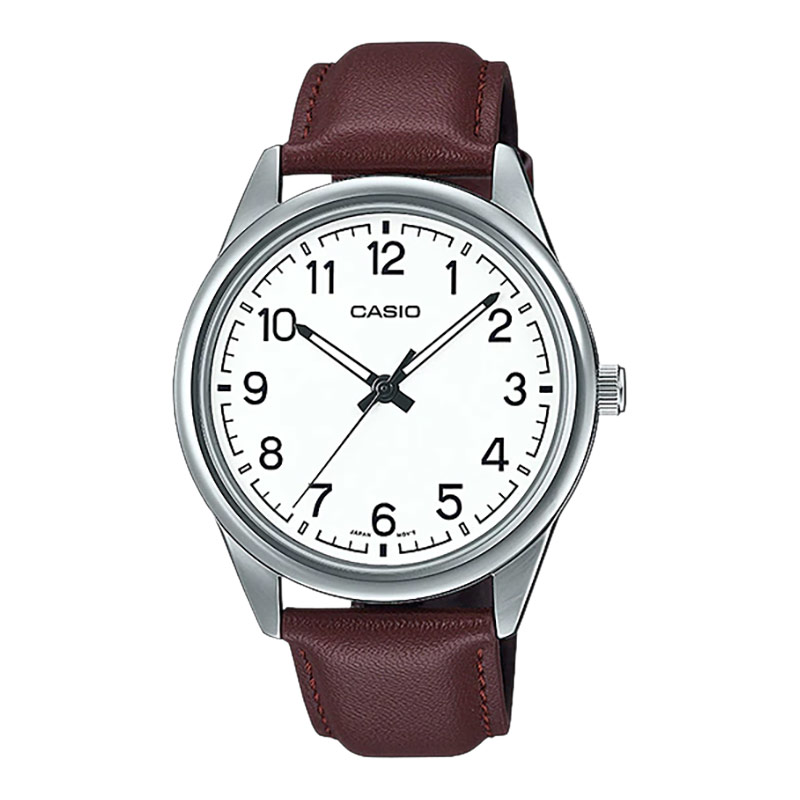 CASIO Jam Tangan Pria Analog Casio Standard MTP-V005L-7B4UDF MTPV005 MTP-V005L Brown Leather