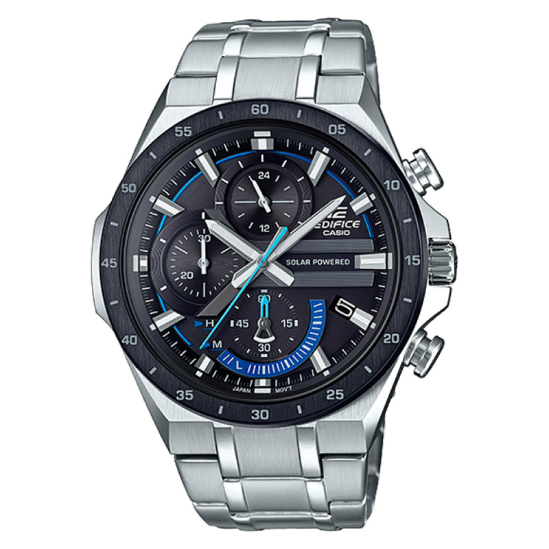 CASIO Jam Tangan Pria Casio Edifice EQS-920DB-1BVUDF Tough Solar Black Dial Stainless Steel Band