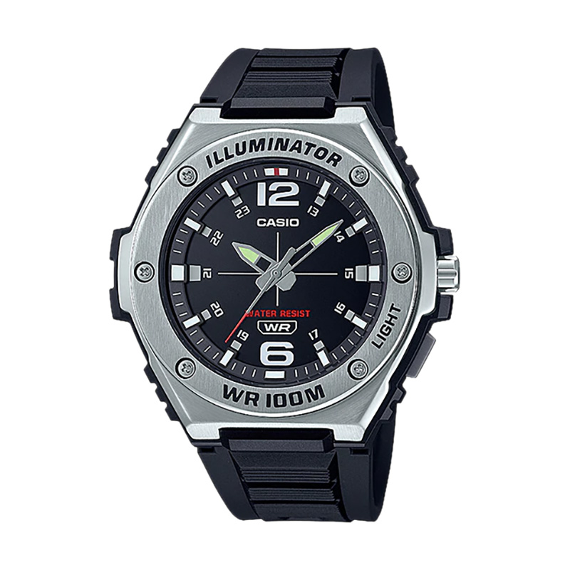 CASIO Jam Tangan Pria Casio General MWA-100H-1AVDF MWA100 MWA-100H Illuminator Black Dial Black Resi