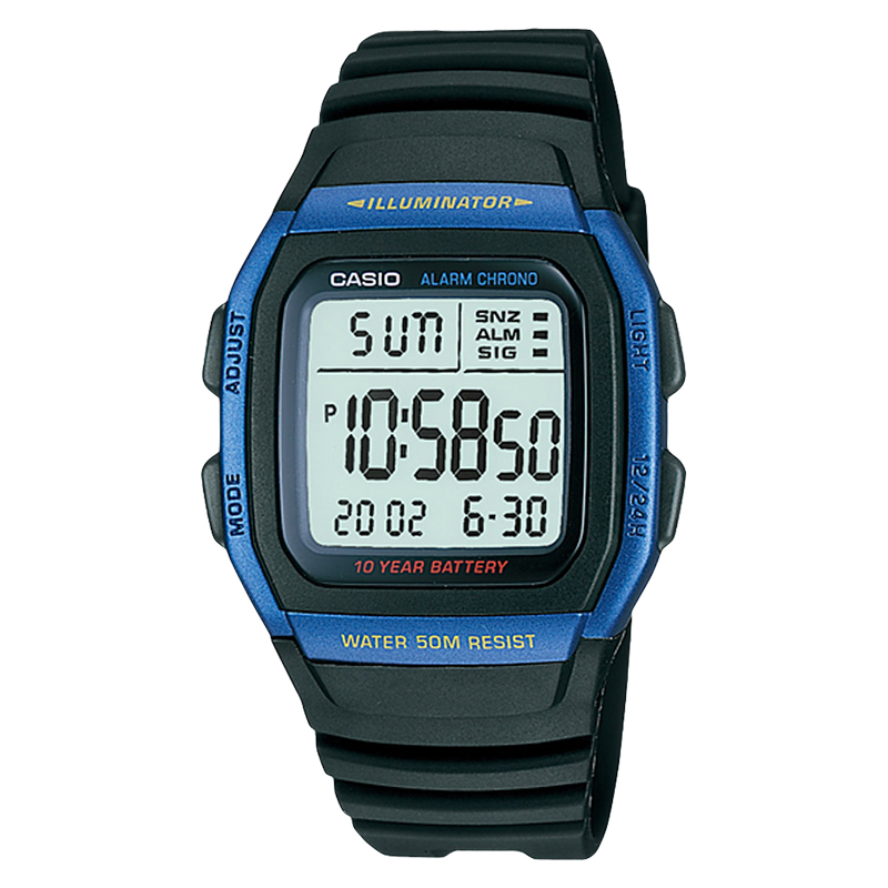 Casio Jam Tangan Pria Casio Standard W-96H-2AVDF W96 W-96H Black Resin Band