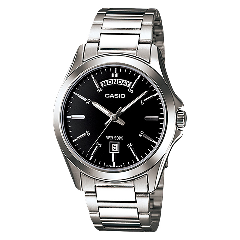 Casio Jam Tangan Pria Casio Standard MTP-1370D-1A1VDF MTP1370D MTP-1370D Black Dial Stainless Steel 