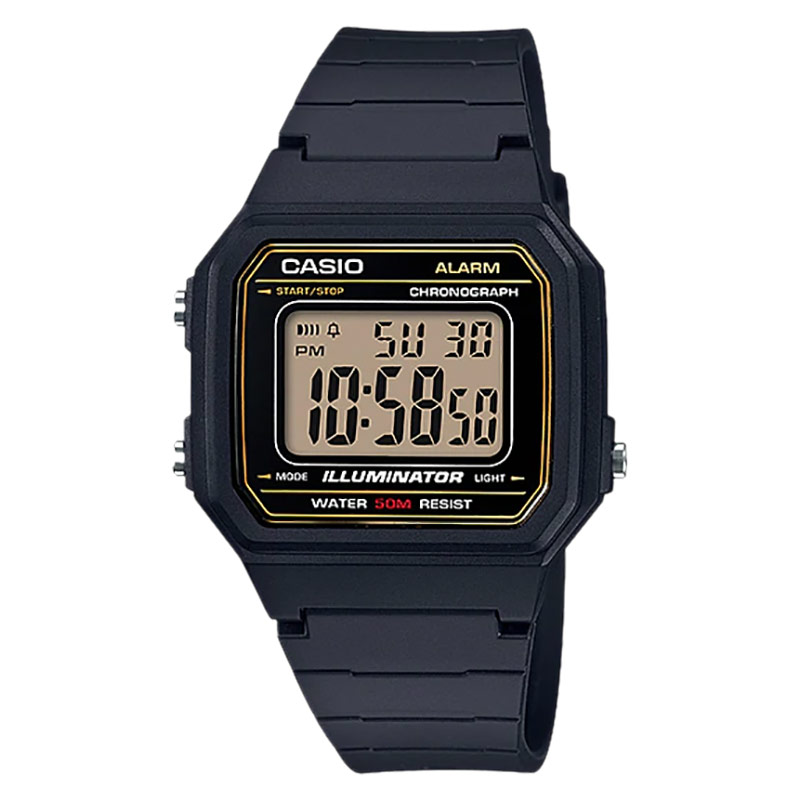 CASIO Jam Tangan Pria Digital Casio Standard W-217H-9AVDF W217 W-217H Dial Black Resin Band