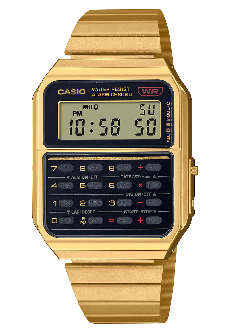 Casio Vintage Calculator Watch - Jam Tangan Digital Unisex - CA-500WEG-1A - Stainless Steel