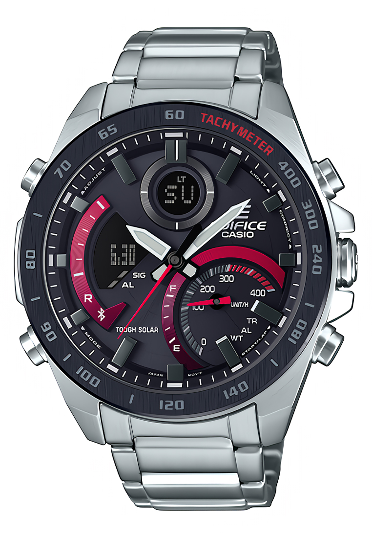 Casio Edifice Jam Tangan Analog Digital Pria - Silver Stainless Steel Case & Band - ECB-900DB-1A