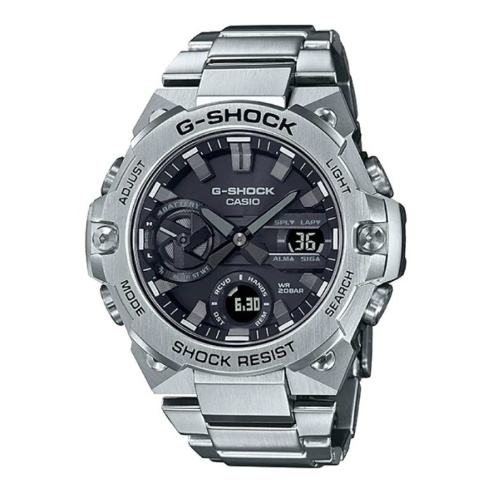 Casio G-Shock GST-B400D-1ADR Silver Dasar Hitam Cowok