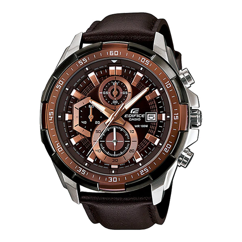 CASIO Jam Tangan Pria Casio Edifice EFR-539L-5AVUDF Chronograph Dual Tone Dial Dark Brown Leather Ba