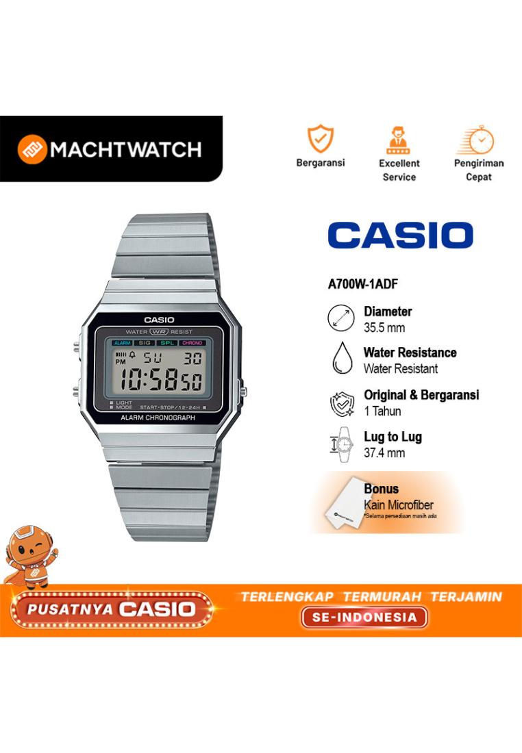 CASIO Jam Tangan Wanita Digital Casio Standard A700W-1ADF A700 Vintage Digital Dial Stainless Steel 