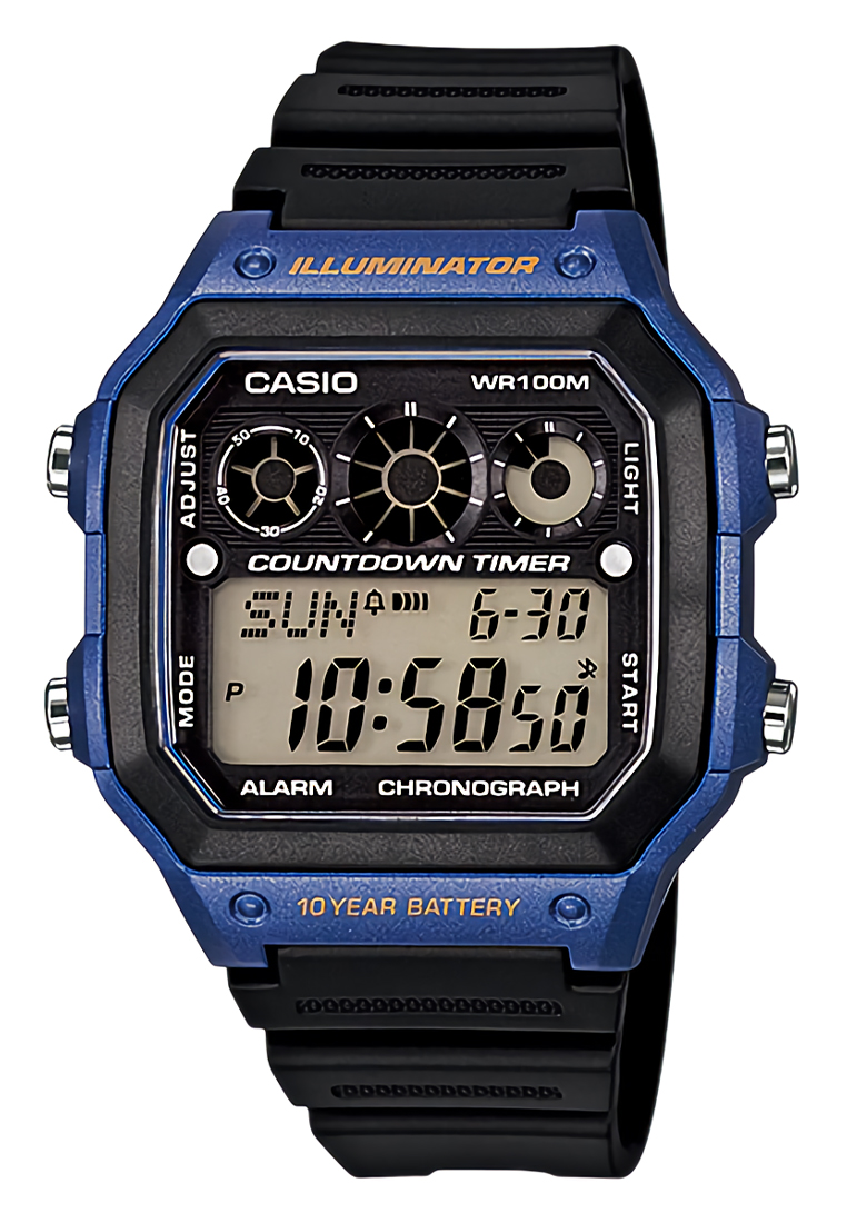 Casio - Jam Tangan Pria - Black Blue - Resin Strap - AE-1300WH-2AV