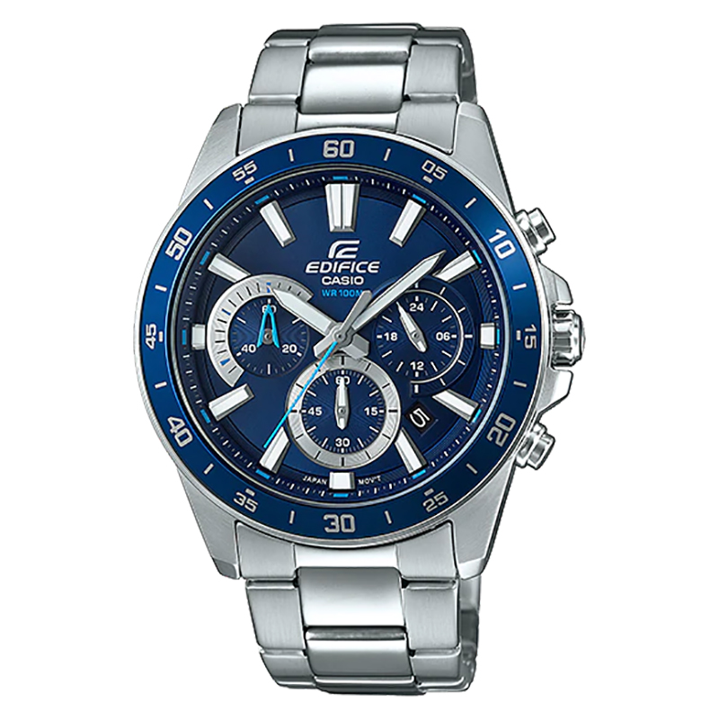 Casio Edifice EFV-570D-2AVUDF - Jam Tangan Pria Chronograph Biru 43.8mm Stainless Steel