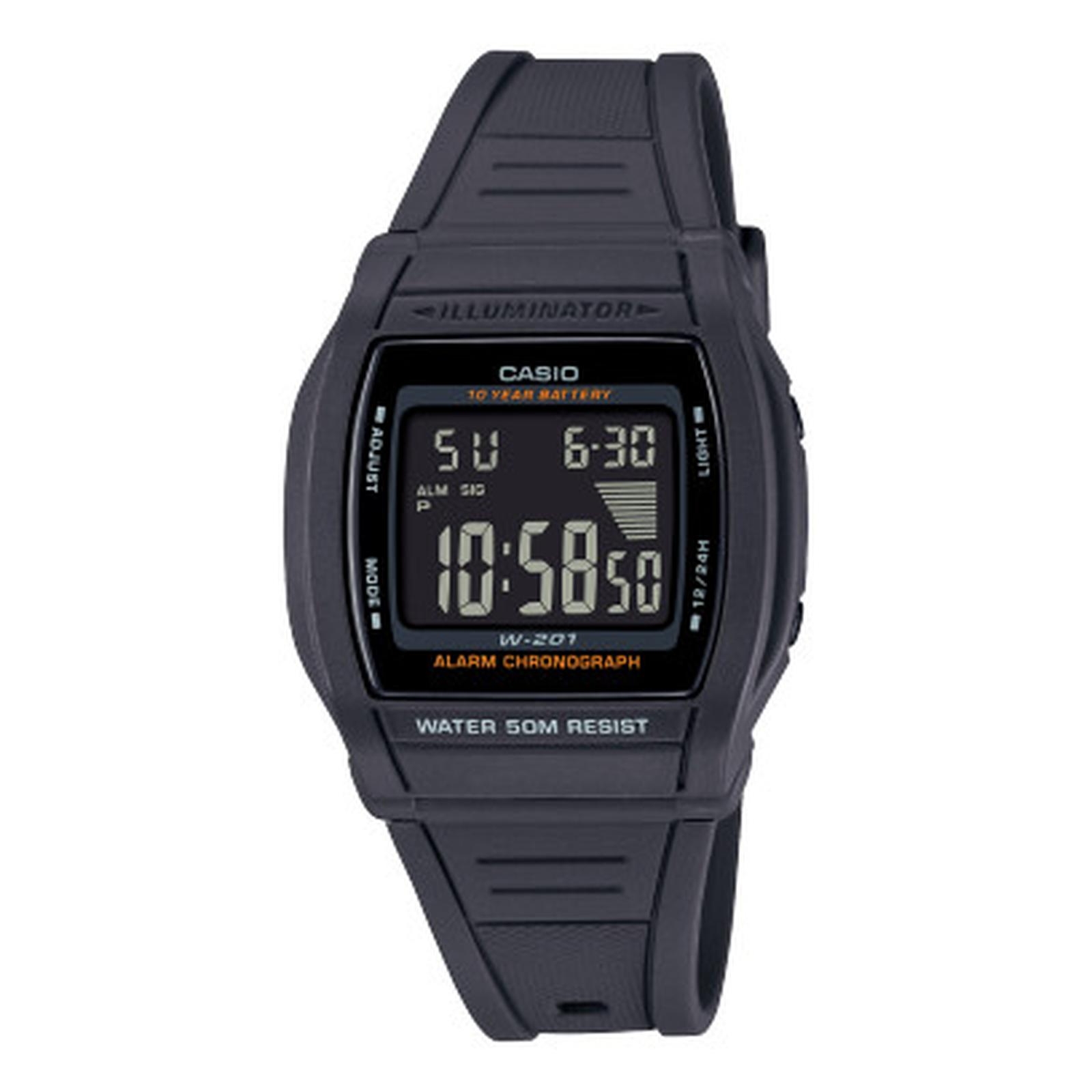 Casio W-201-1BVDF Karet Hitam Cowok