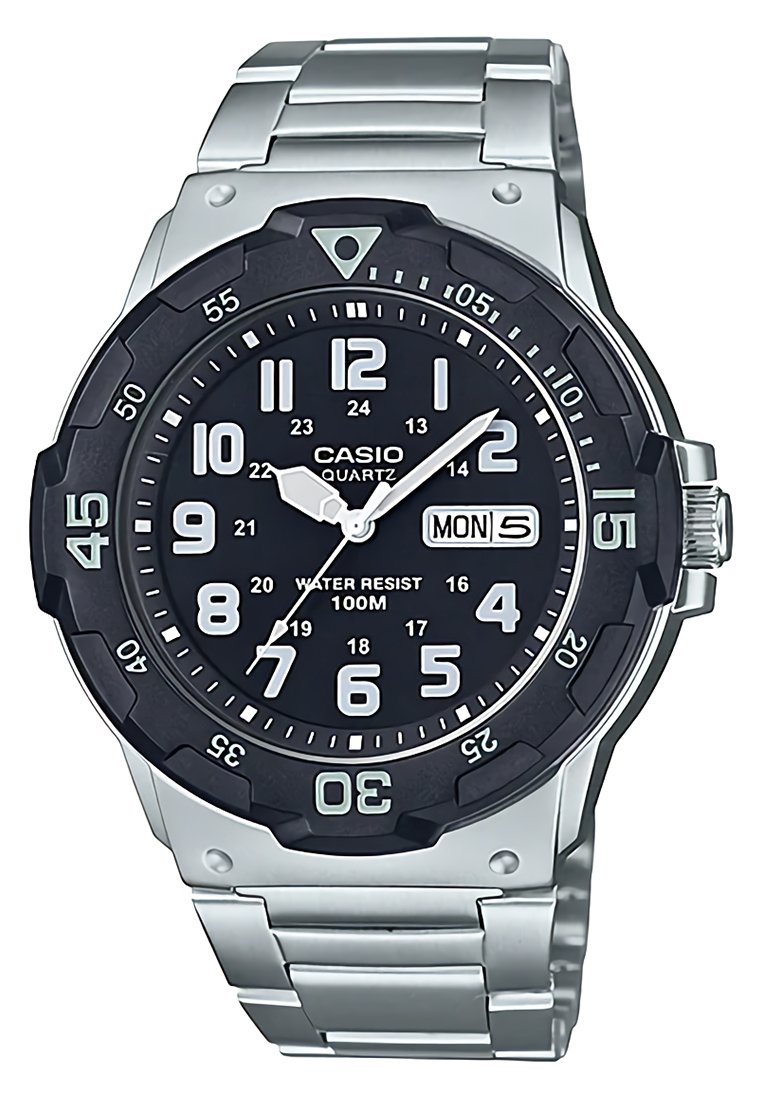 Casio - Jam Tangan Pria - Silver Black - Stainless Steel Bracelet - MRW-200HD-1BVDF