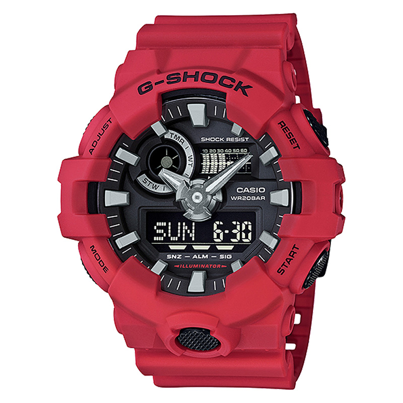CASIO Jam Tangan Pria Analog Digital Casio G-Shock GA-700-4ADR GA700 GA-700 Red Resin Band