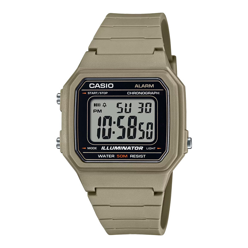 CASIO Jam Tangan Pria Casio General W-217H-5AVDF W217 W-217H Digital Dial Brown Resin Band