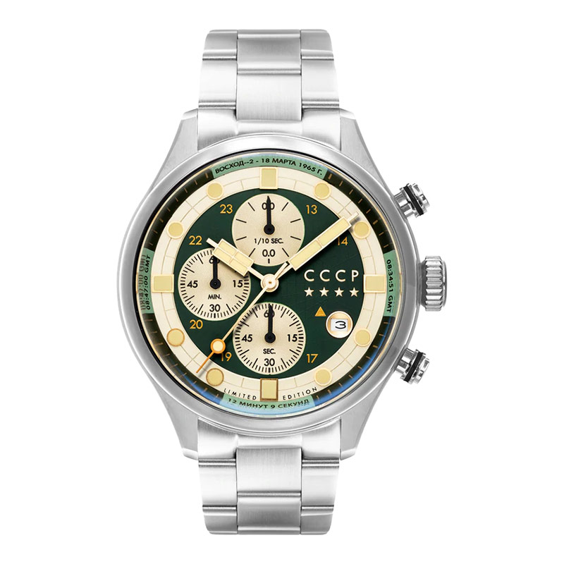 CCCP Jam Tangan Pria CCCP Comrade CP-7100-33 Chronograph Dual Tone Dial Stainless Steel Strap