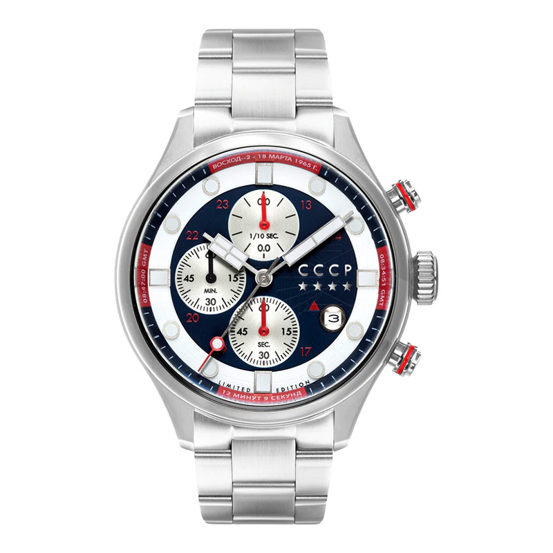 CCCP Jam Tangan Pria CCCP Comrade CP-7100-22 Chronograph Dual Tone Dial Stainless Steel Strap