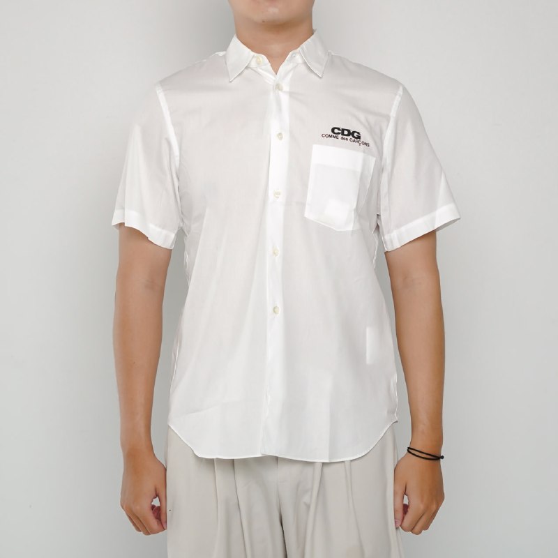 CDG Play Kemeja CDG PLAY TEXT POCKET BLACK WHITE SHIRT 100% ORIGINAL