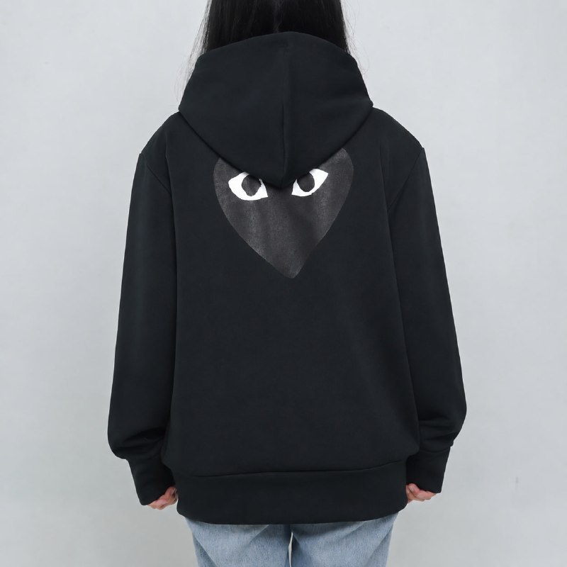 CDG Play Hoodie CDG PLAY BLACK HEART BLACK ZIP HOODIE 100% ORIGINAL