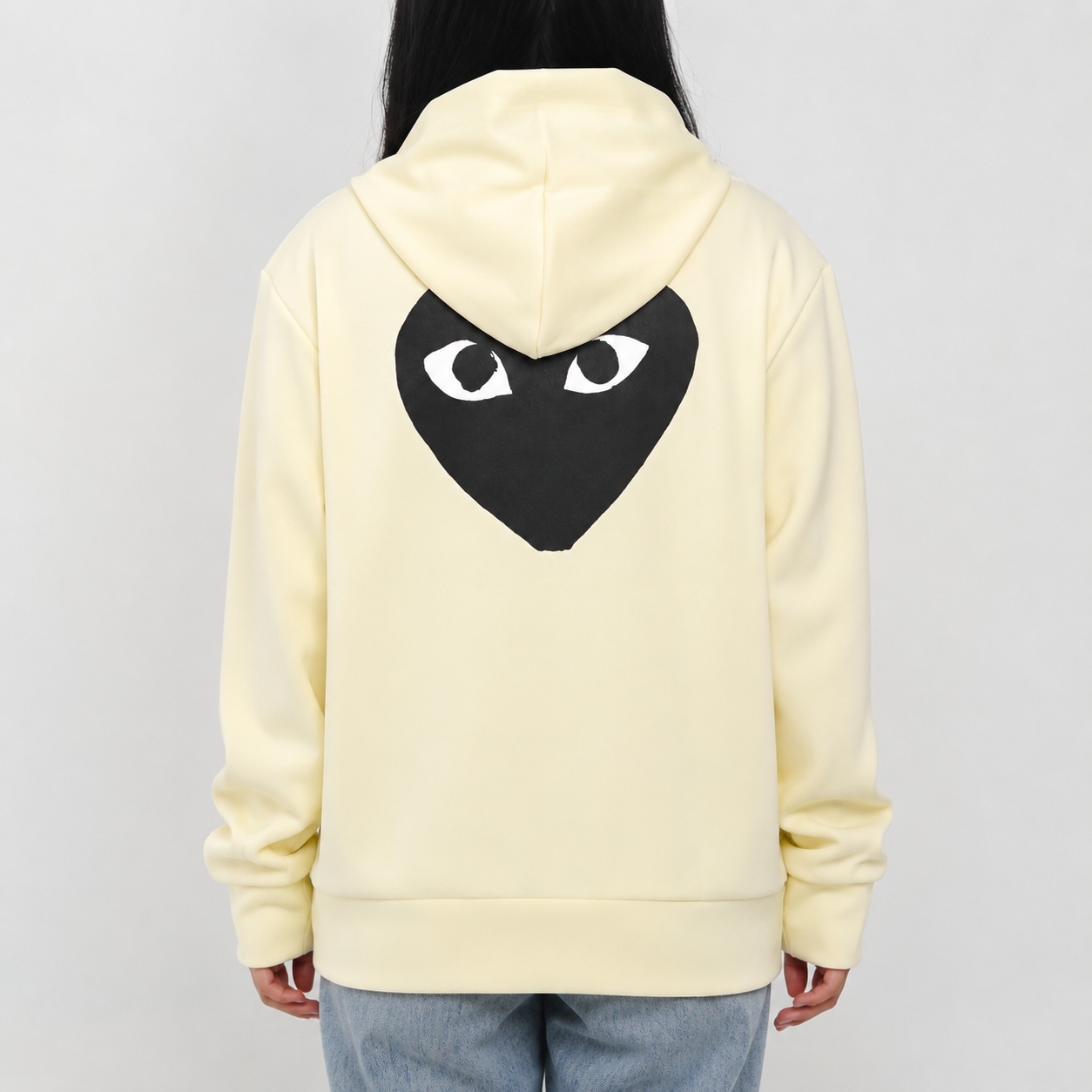 CDG Play Hoodie CDG PLAY BLACK HEART CREAM ZIP HOODIE 100% ORIGINAL