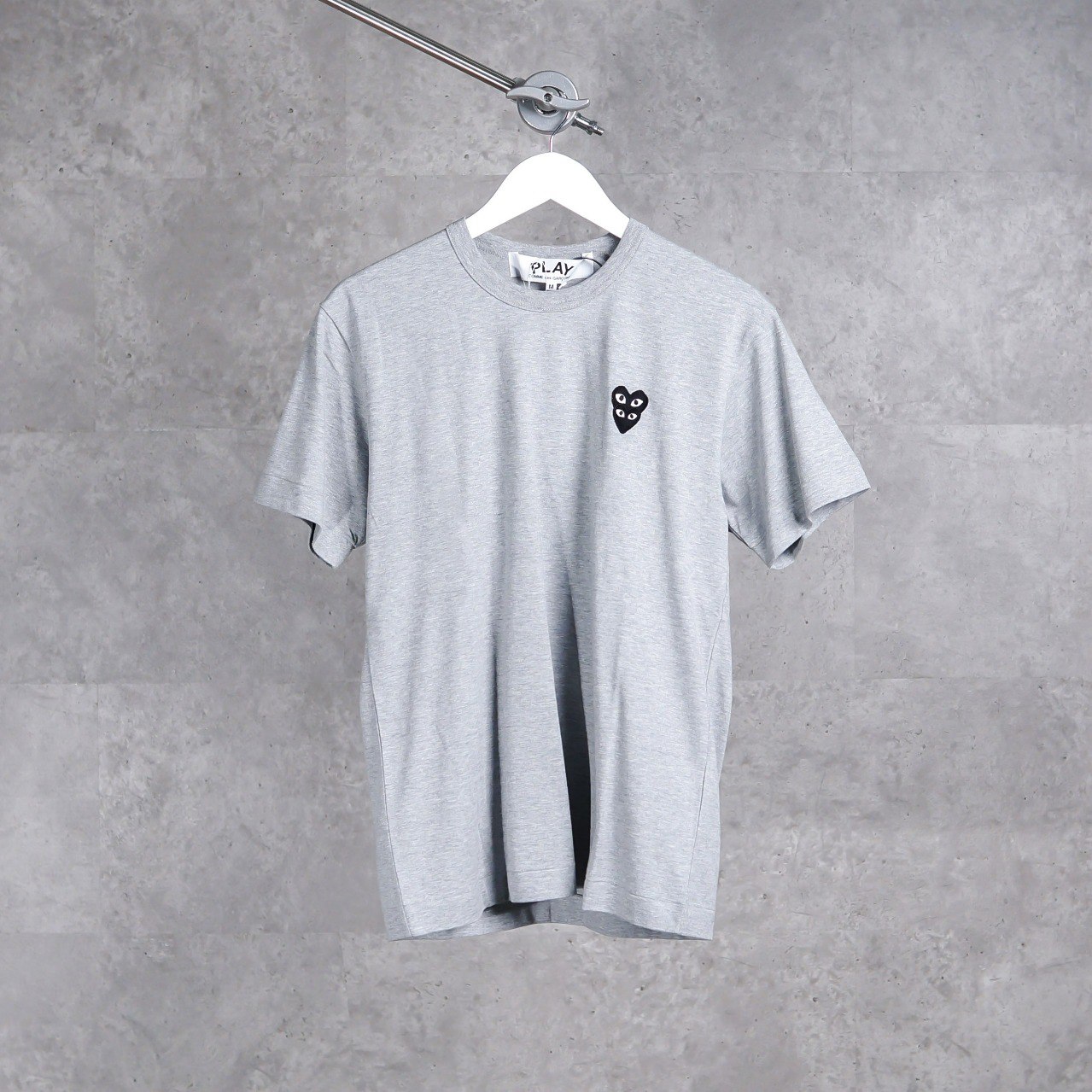 CDG Play Kaos CDG PLAY DOUBLE HEART POCKET GREY EXCLUSIVE TSHIRT 100% ORIGINAL