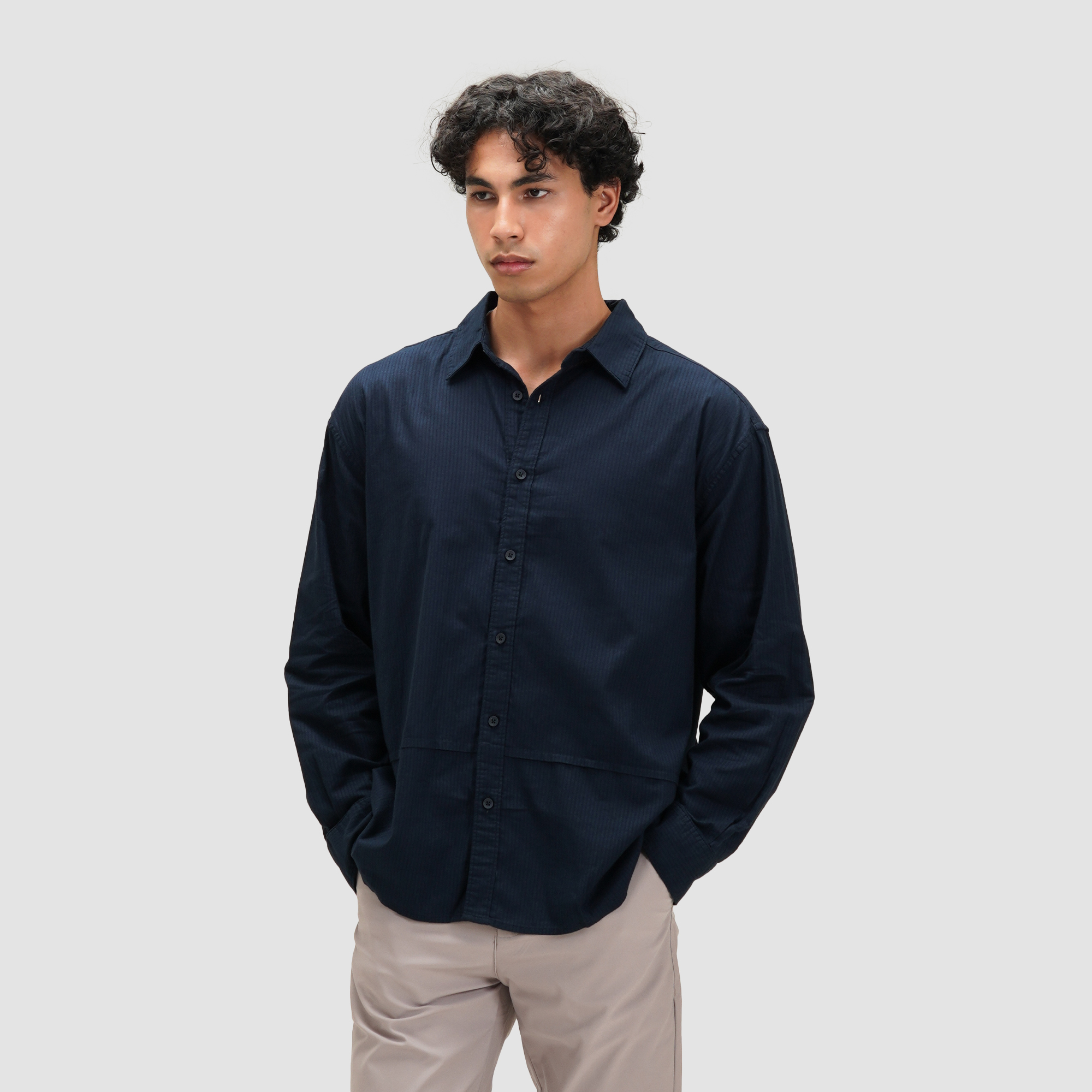 Celciusmen CELCIUS Kemeja Lengan Panjang LIN001743C Navy